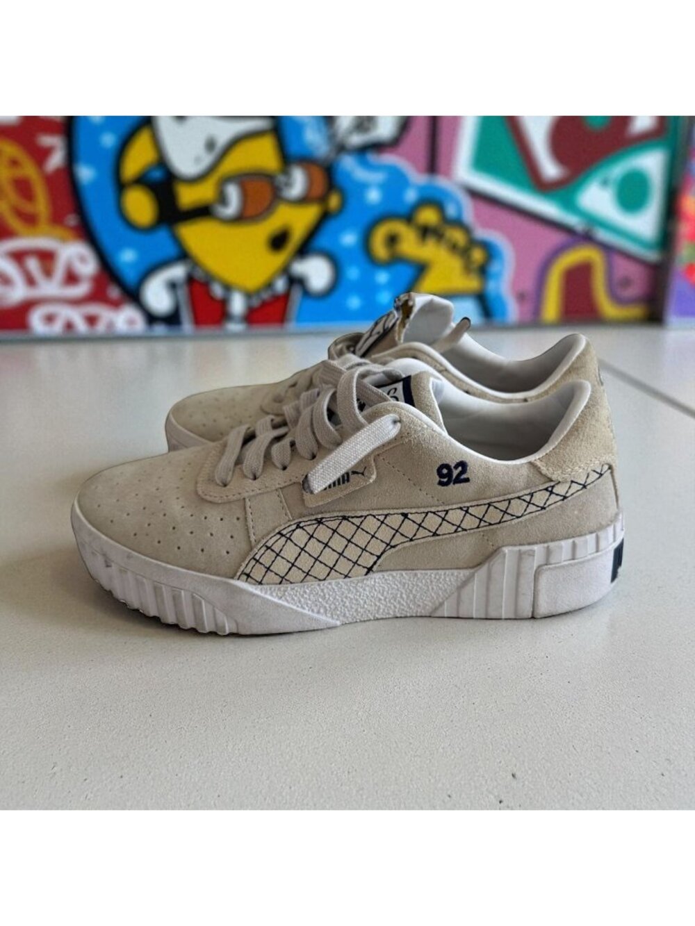 PUMA X Selena Gomez Beige Suede Platform Sneakers Size 7